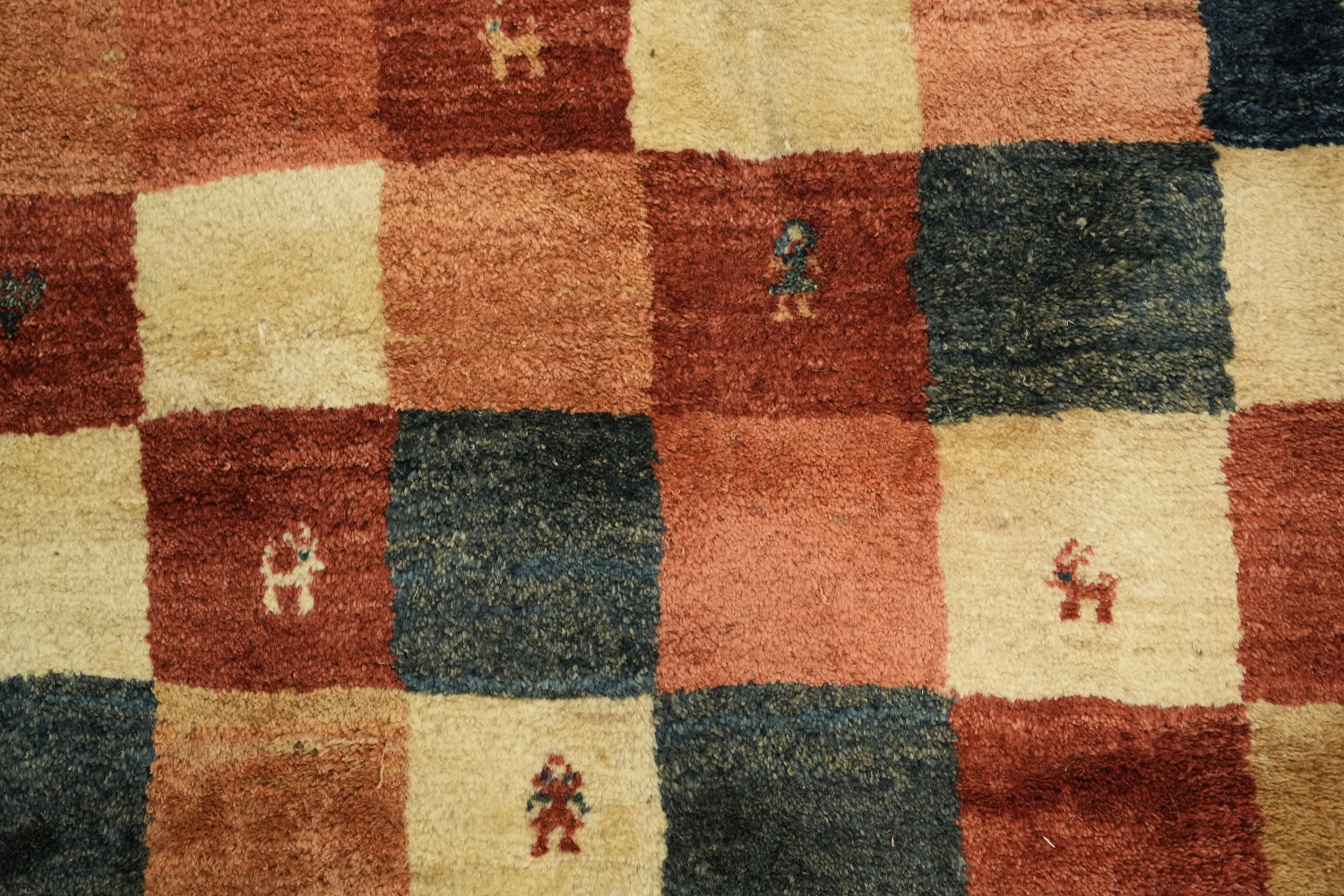 Checkered Gabbeh Persian Runner Rug 3x9