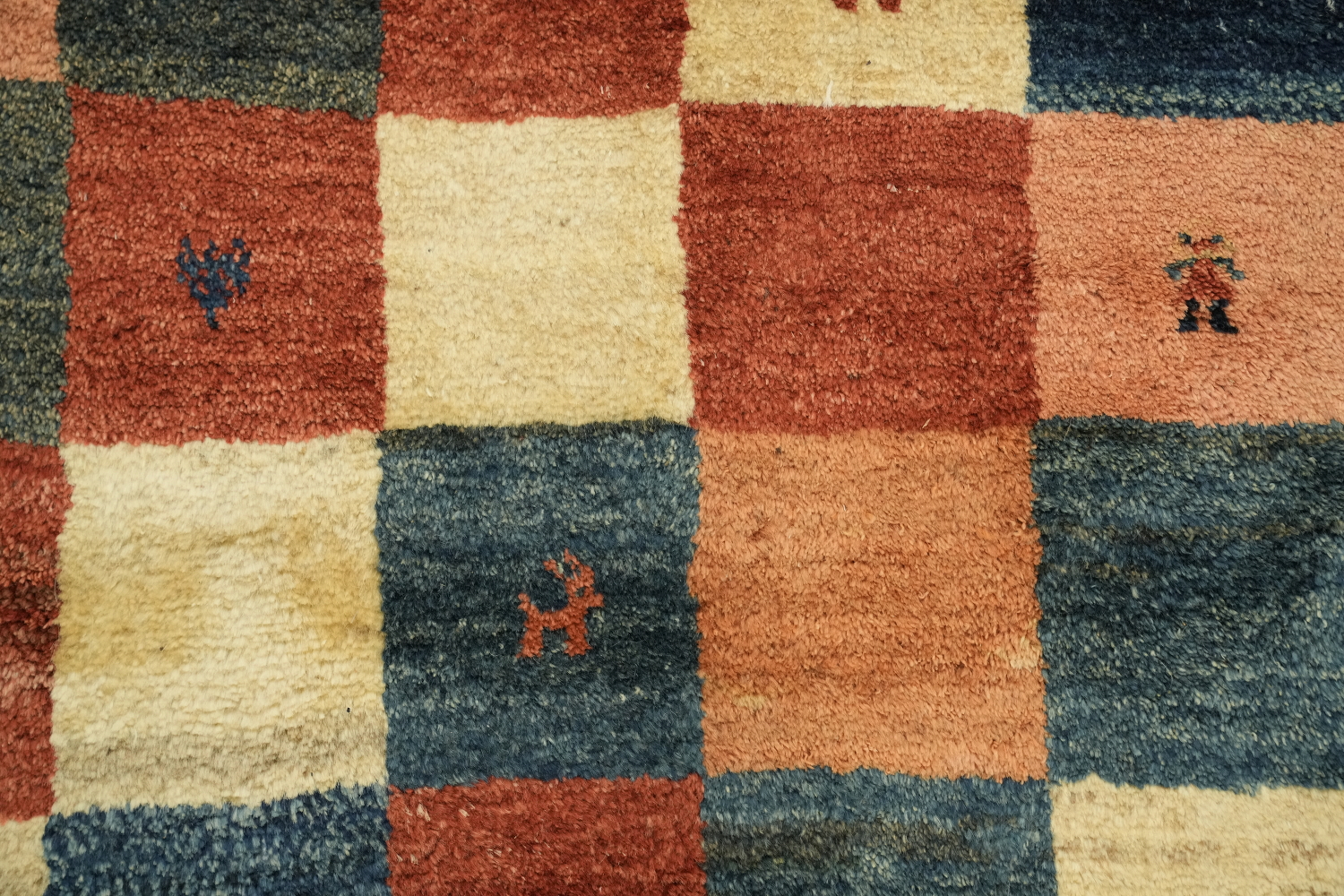 Checkered Gabbeh Persian Runner Rug 3x9