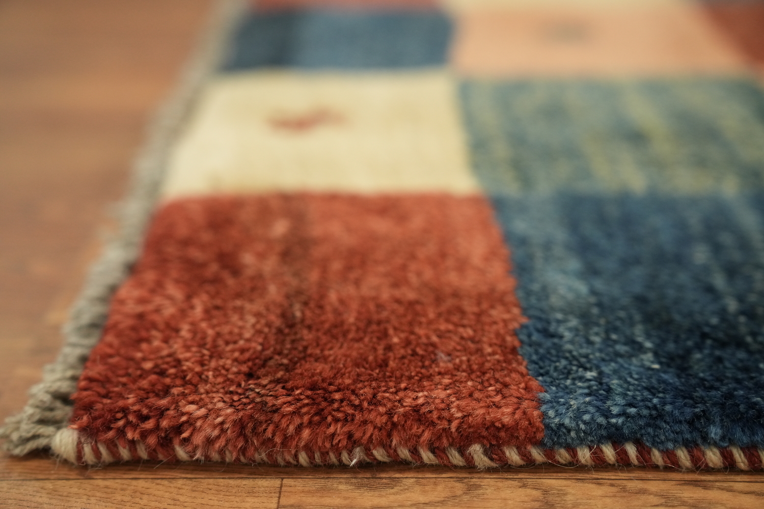 Checkered Gabbeh Persian Runner Rug 3x9