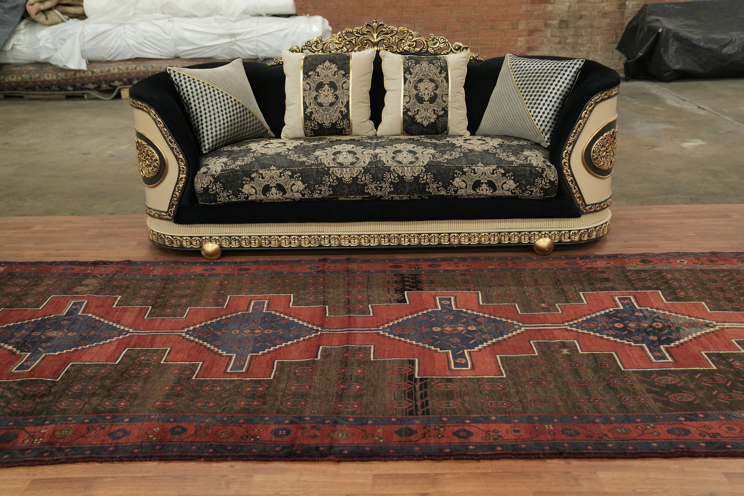 Geometric Hamedan Persian Area Rug 5x13