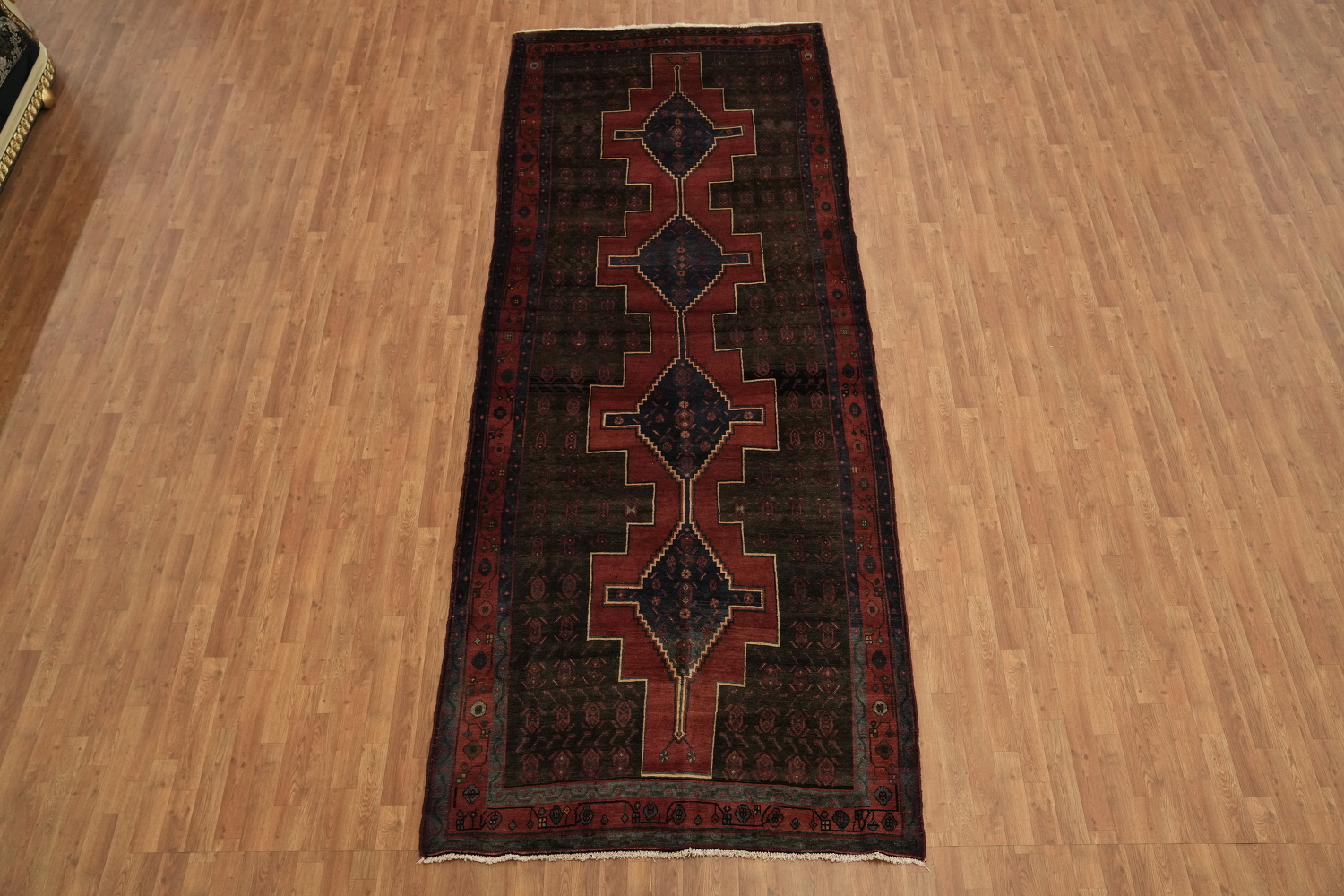 Geometric Hamedan Persian Area Rug 5x13