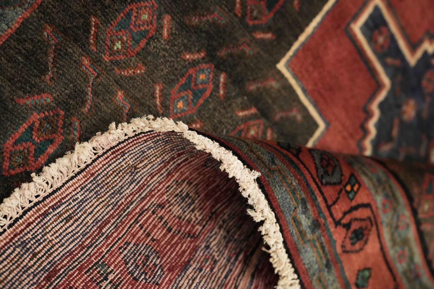 Geometric Hamedan Persian Area Rug 5x13