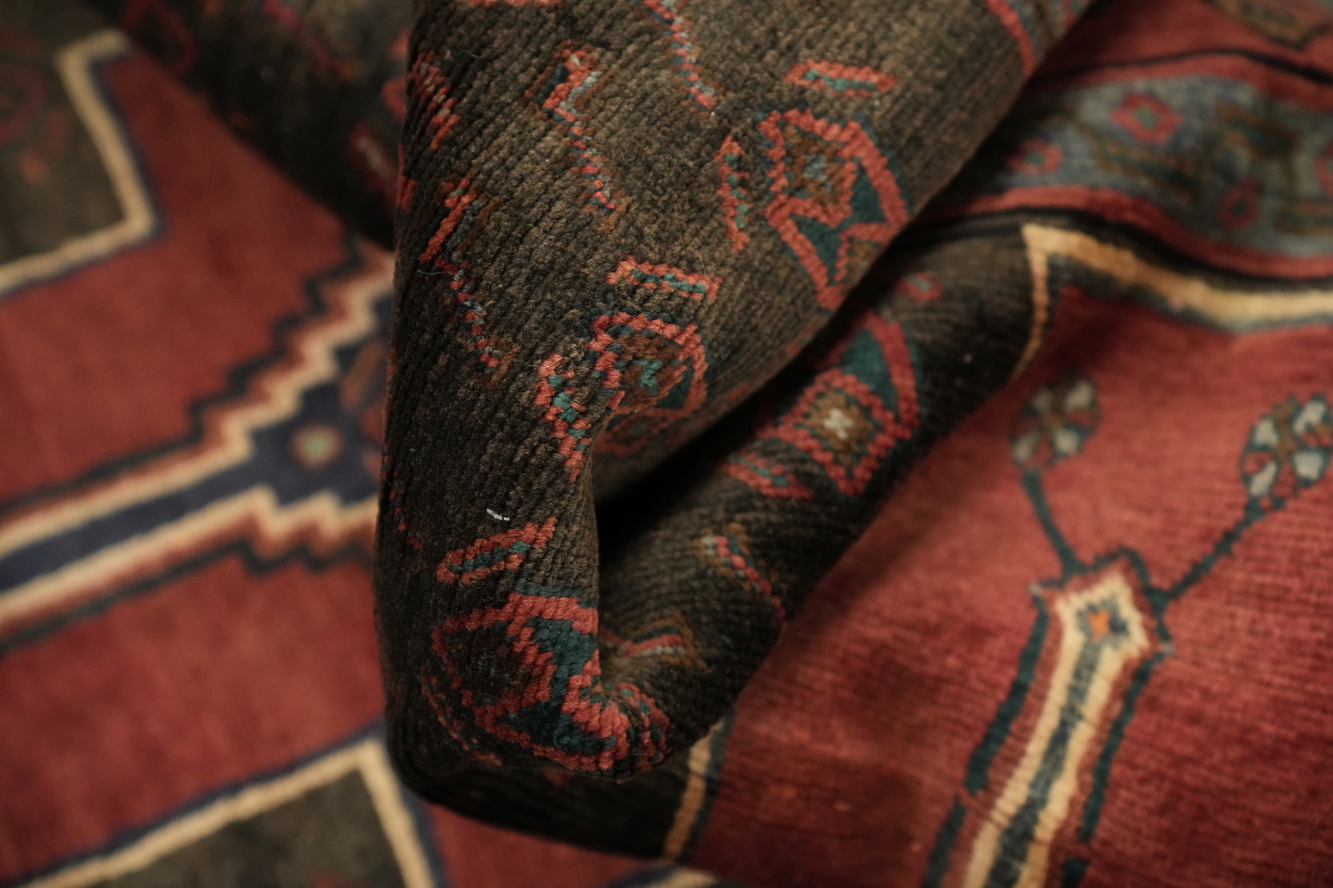 Geometric Hamedan Persian Area Rug 5x13