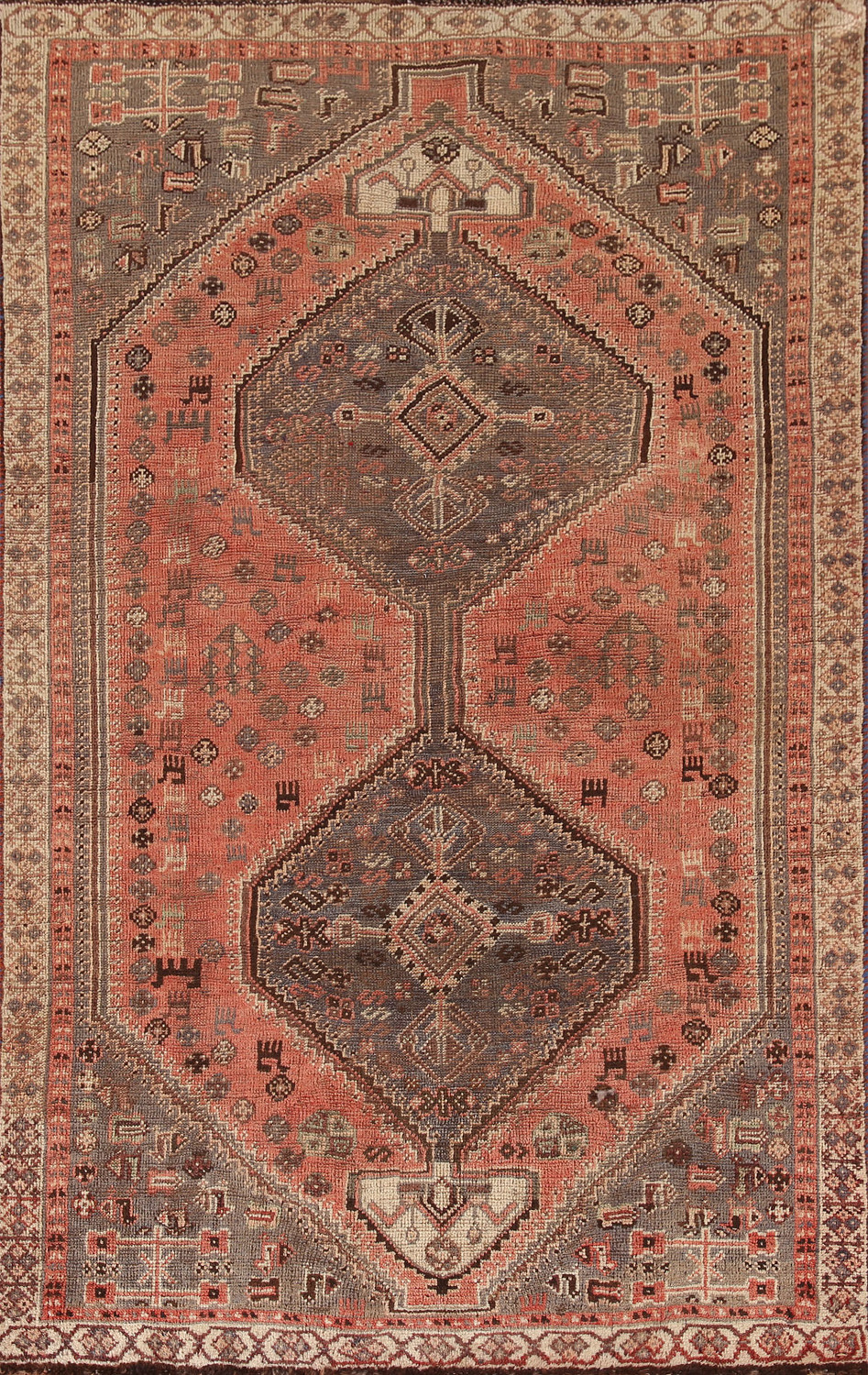 Antique Qashqai Persian Area Rug 5x8