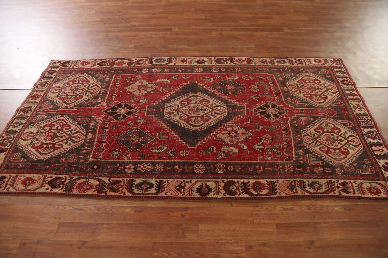 Vegetable Dye Antique Shiraz Persian Rug 4x8