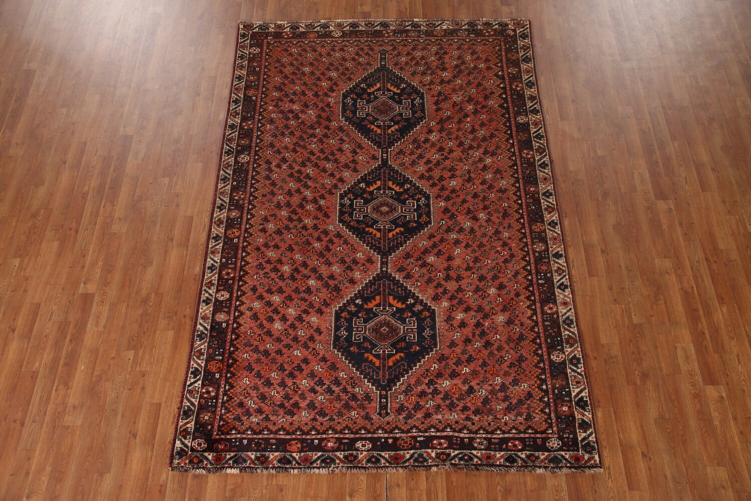 Antique Vegetable Dye Qashqai Persian Area Rug 6x9