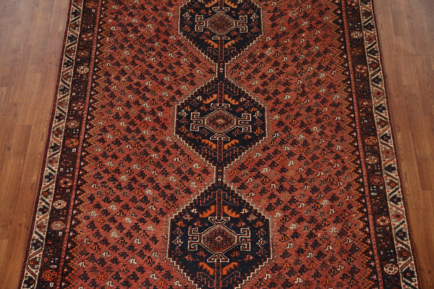 Antique Vegetable Dye Qashqai Persian Area Rug 6x9