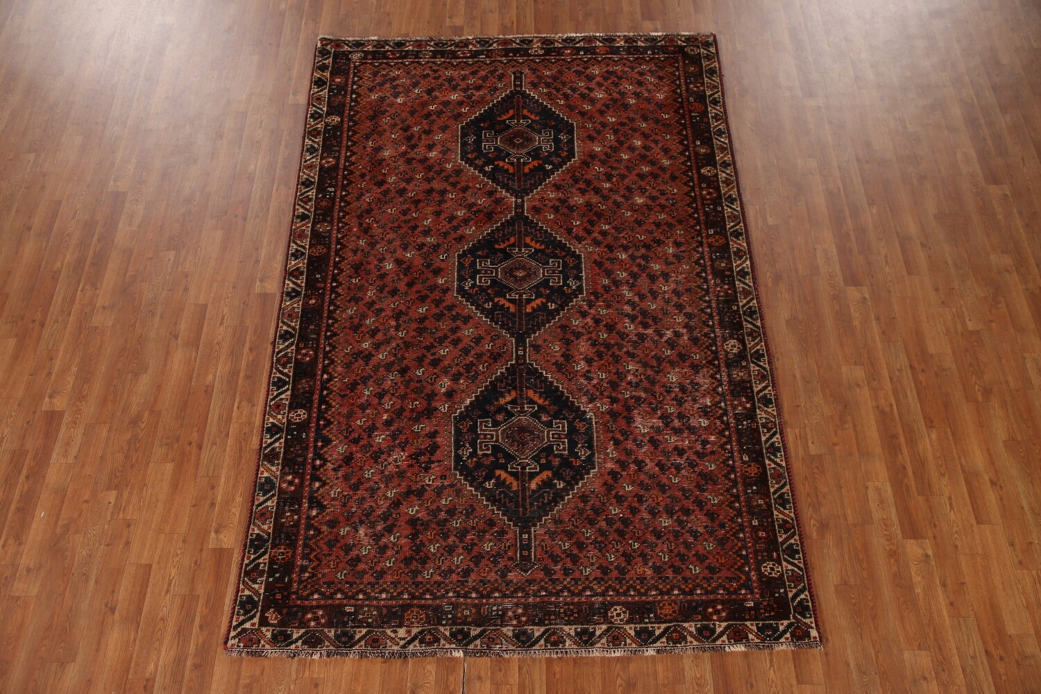 Antique Vegetable Dye Qashqai Persian Area Rug 6x9