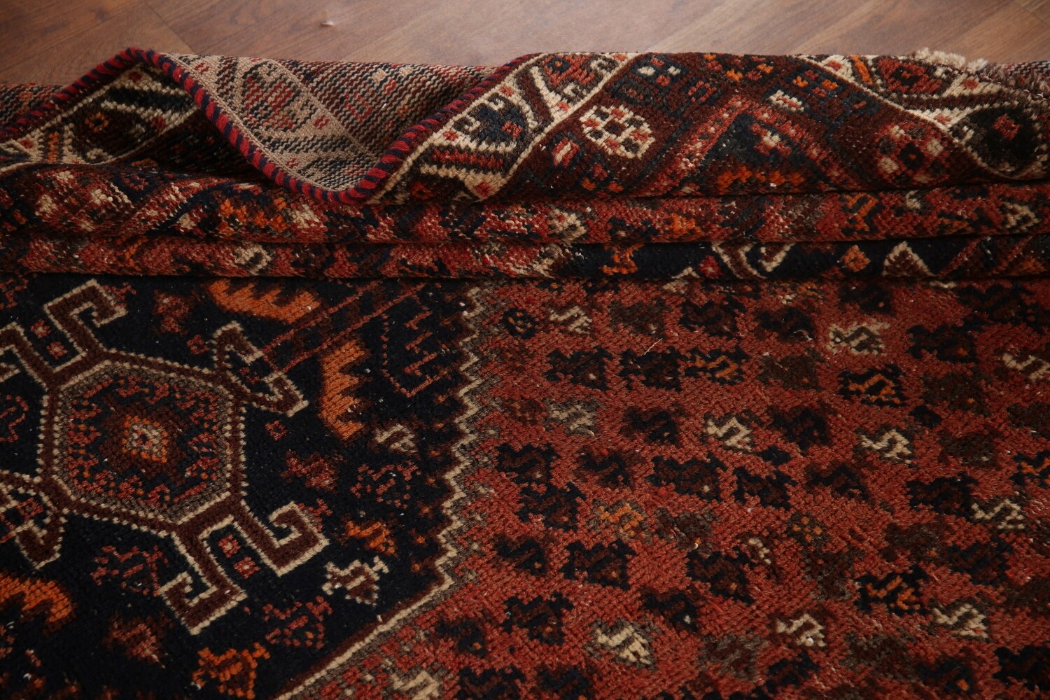 Antique Vegetable Dye Qashqai Persian Area Rug 6x9