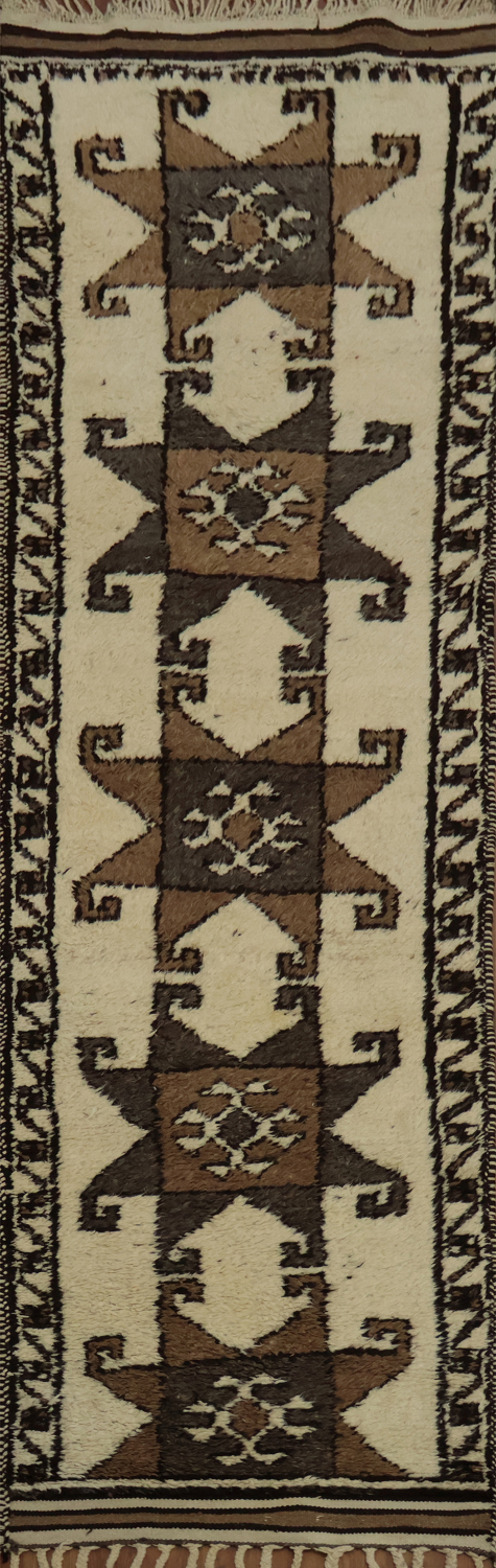 Intricate Kurdish Vegetable Dye Runner Rug 3x11 Perfect for Hallway Decor