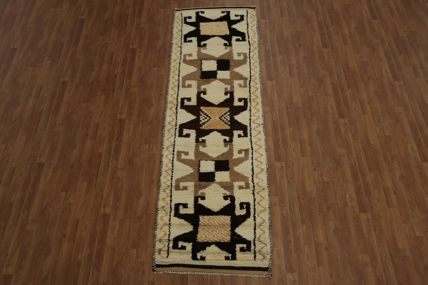 Vegetable Dye Kurdish Wool Turkish Runner Rug 3x11