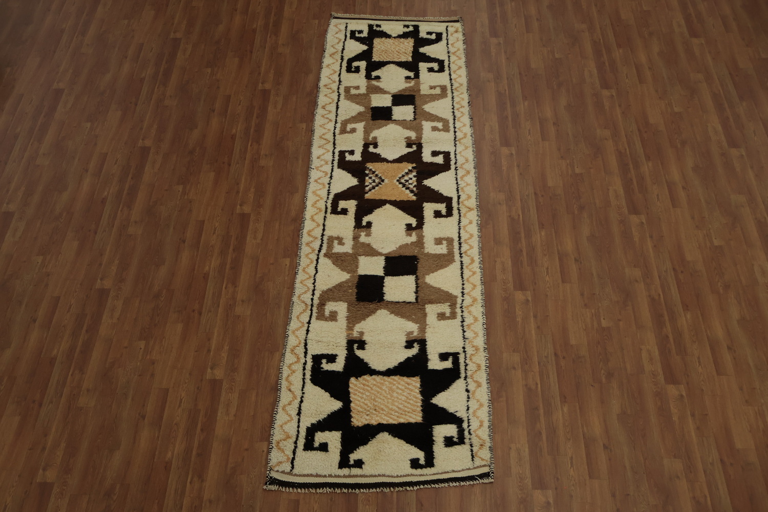 Vegetable Dye Kurdish Wool Turkish Runner Rug 3x11