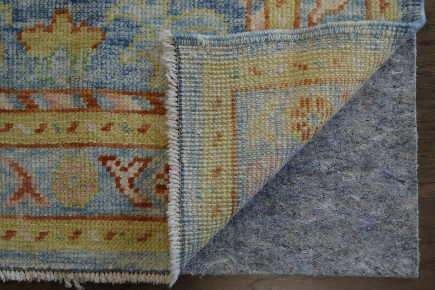 Vegetable Dye Blue Oushak Turkish Runner Rug 3x11 ft