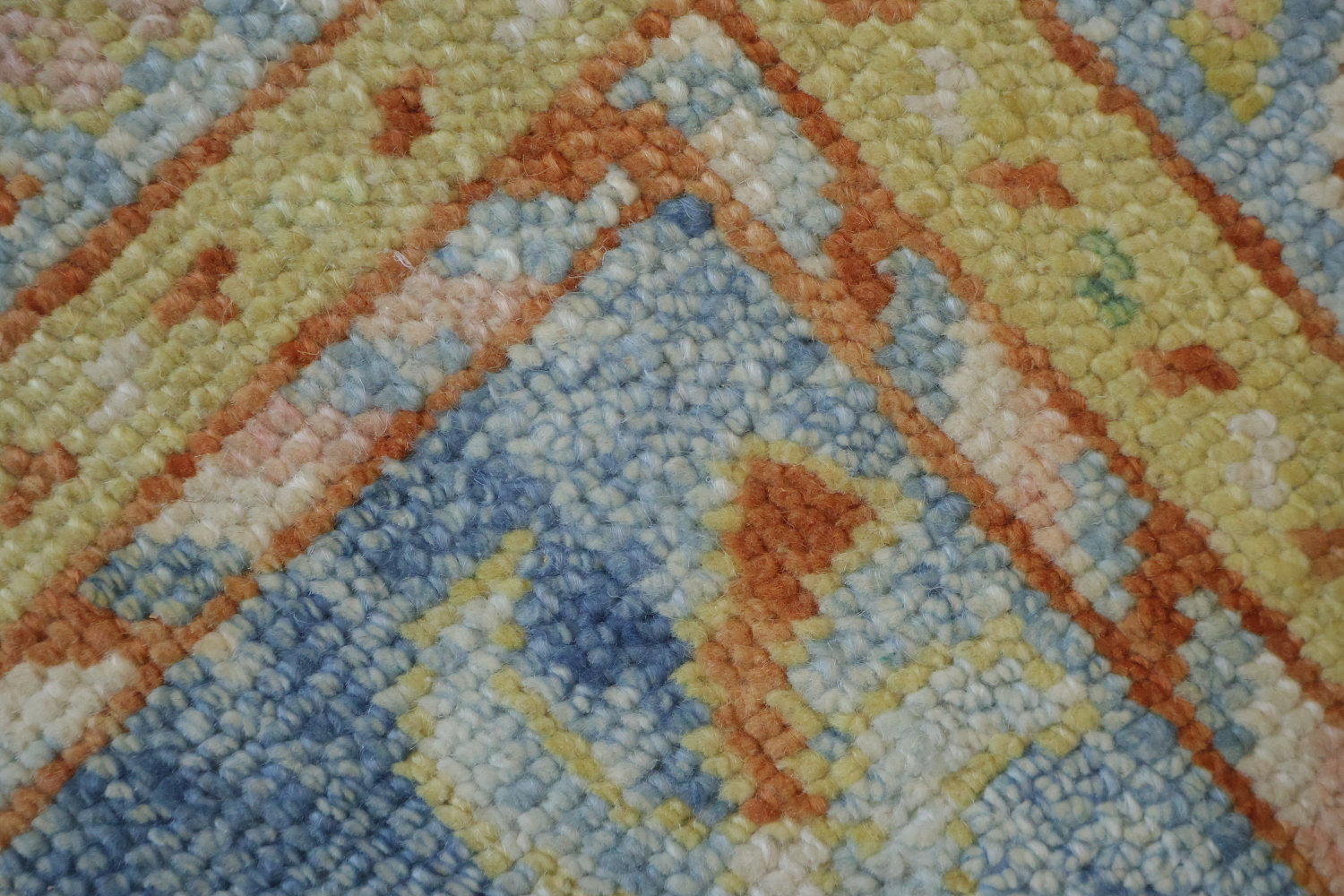 Vegetable Dye Blue Oushak Turkish Runner Rug 3x11 ft