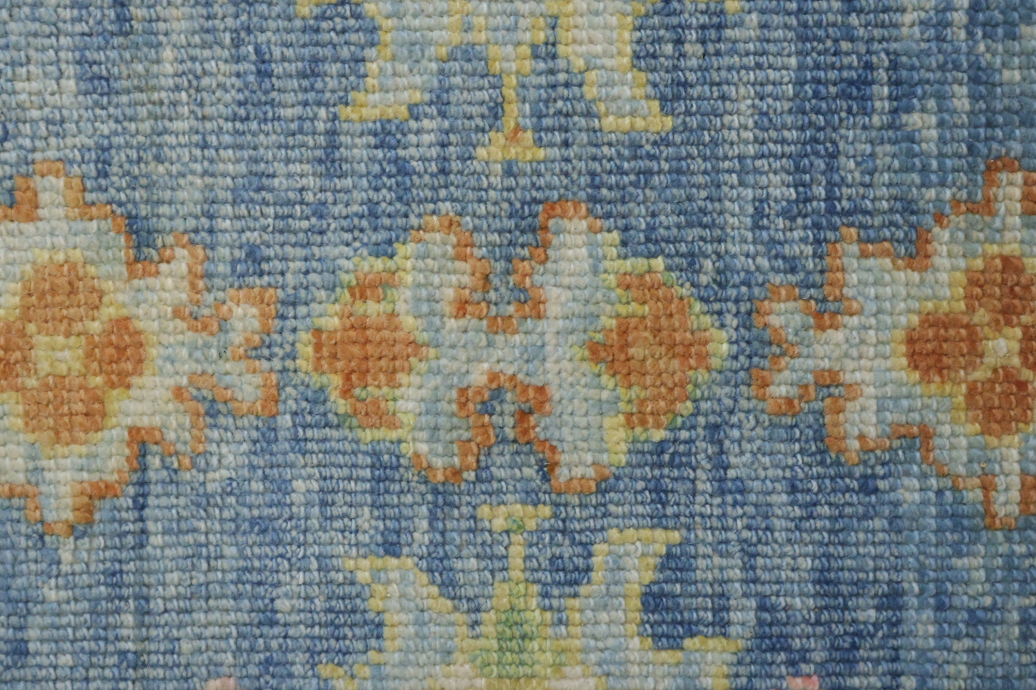 Vegetable Dye Blue Oushak Turkish Runner Rug 3x11 ft