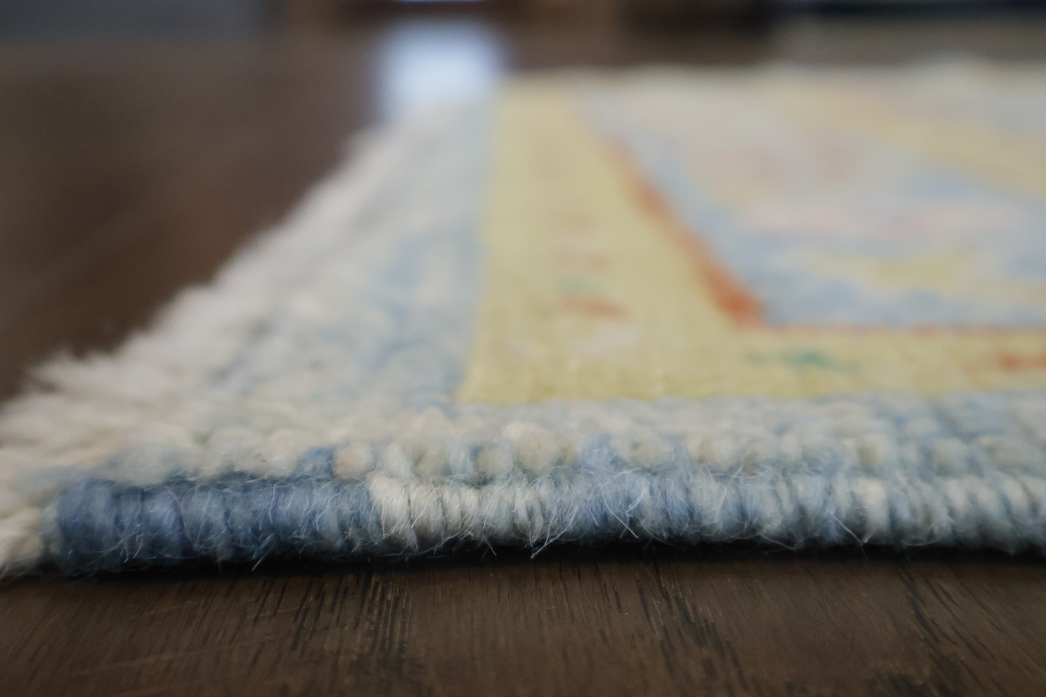 Vegetable Dye Blue Oushak Turkish Runner Rug 3x11 ft