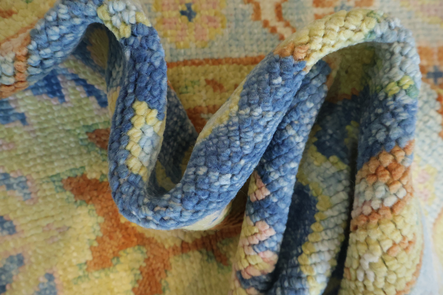 Vegetable Dye Blue Oushak Turkish Runner Rug 3x11 ft