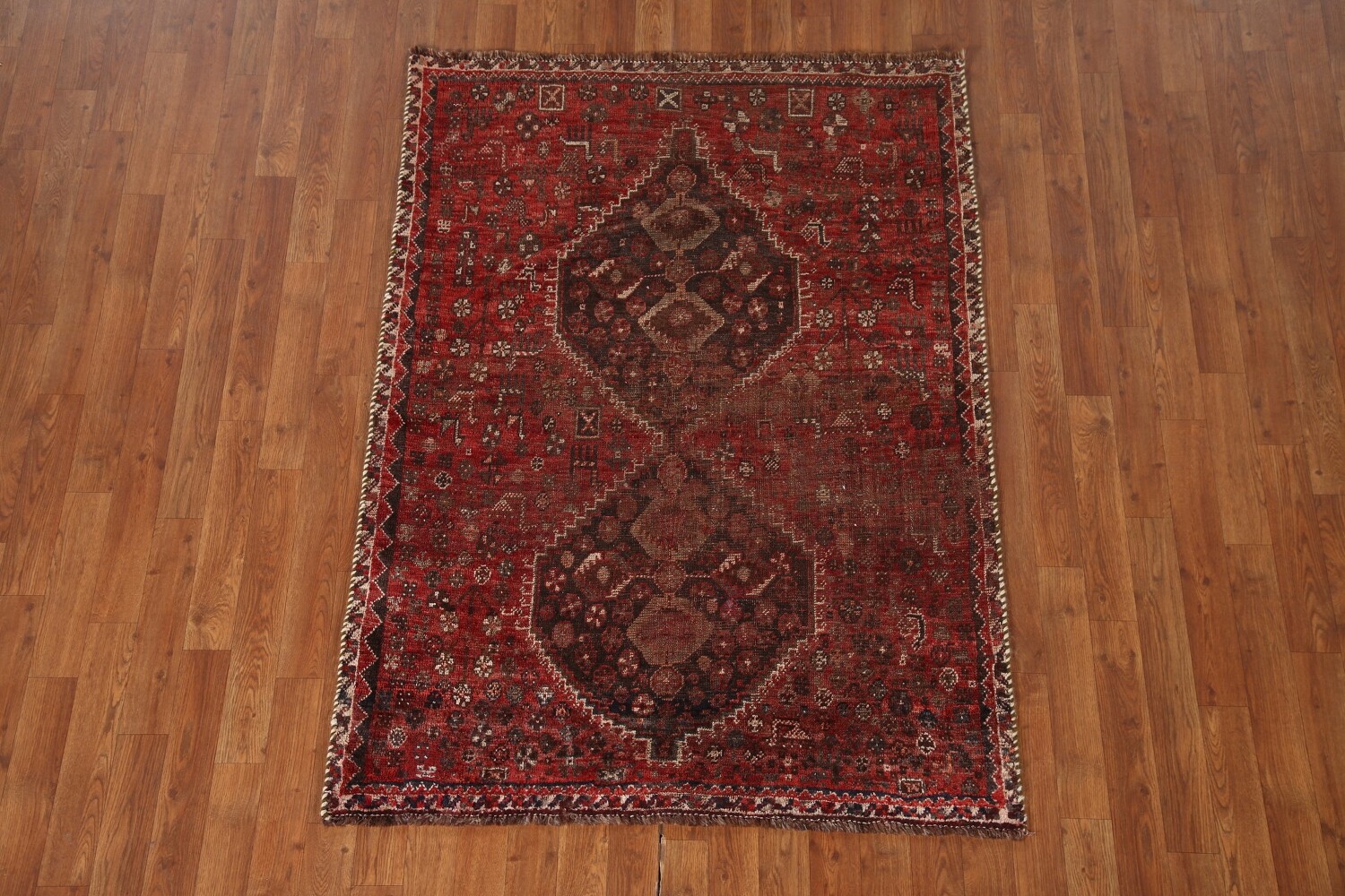 Pre-1900 Antique Qashqai Persian Rug 4x5