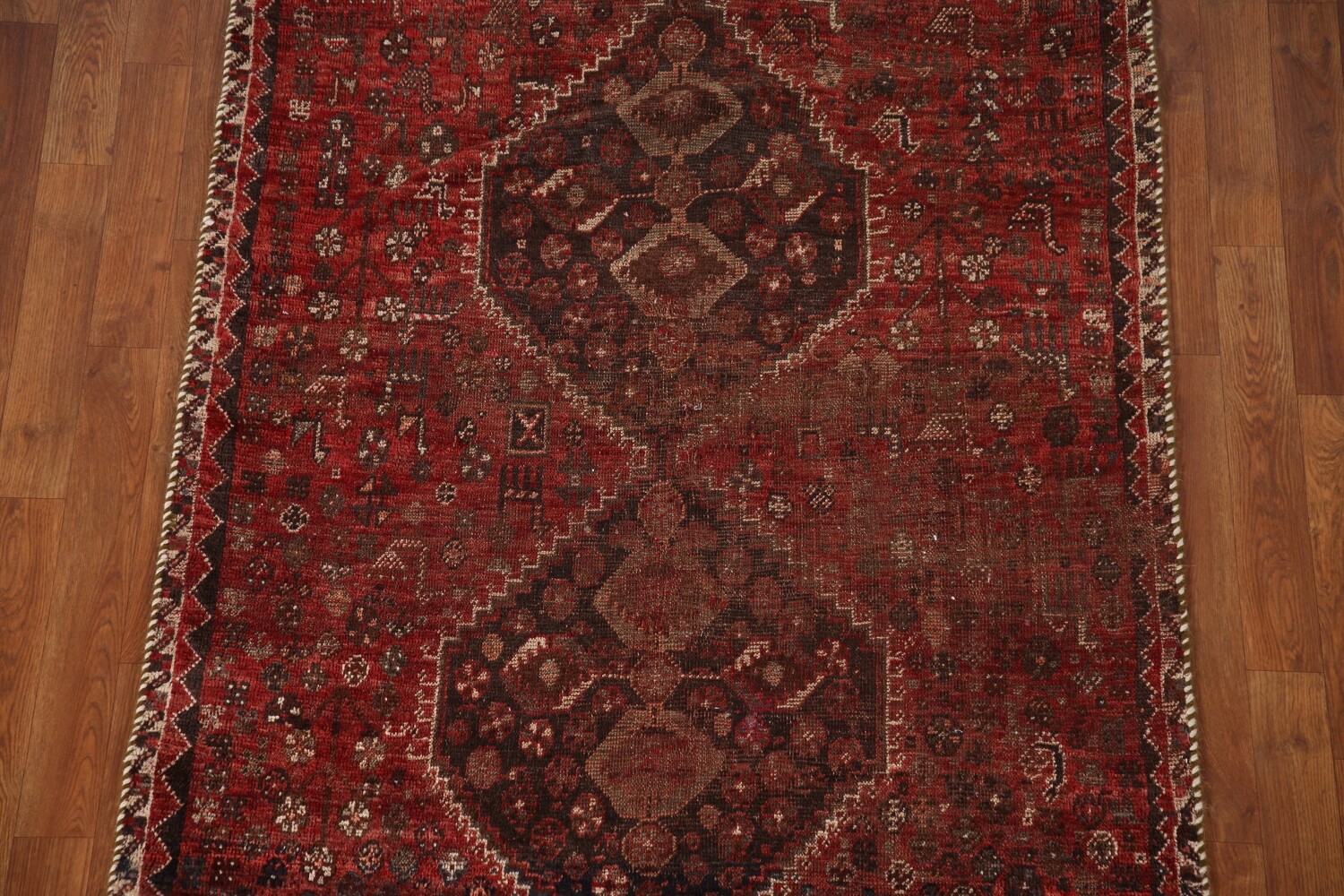 Pre-1900 Antique Qashqai Persian Rug 4x5
