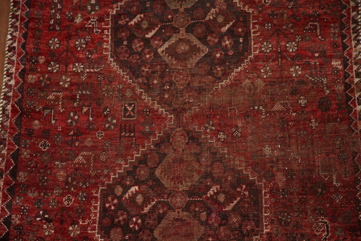 Pre-1900 Antique Qashqai Persian Rug 4x5