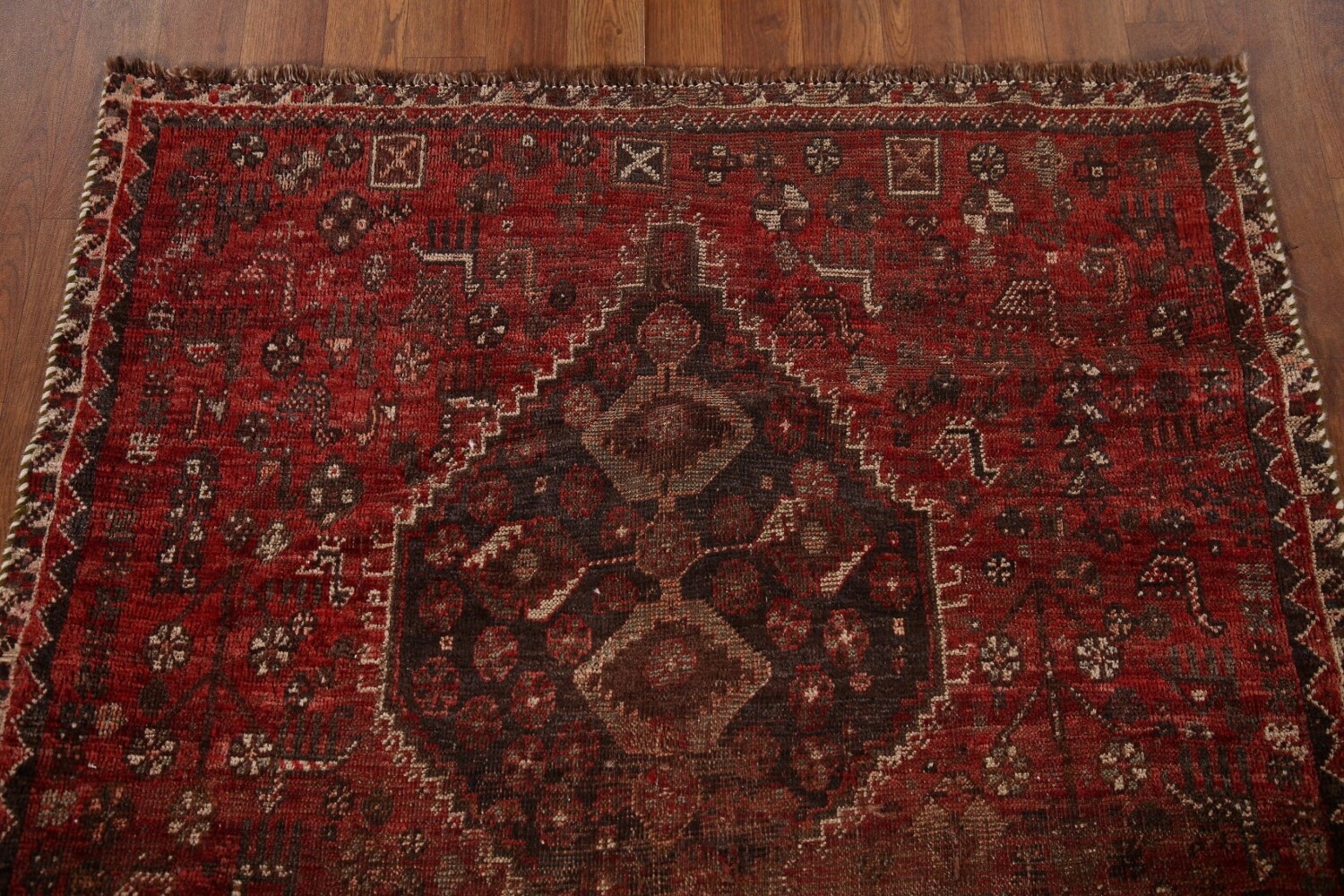 Pre-1900 Antique Qashqai Persian Rug 4x5