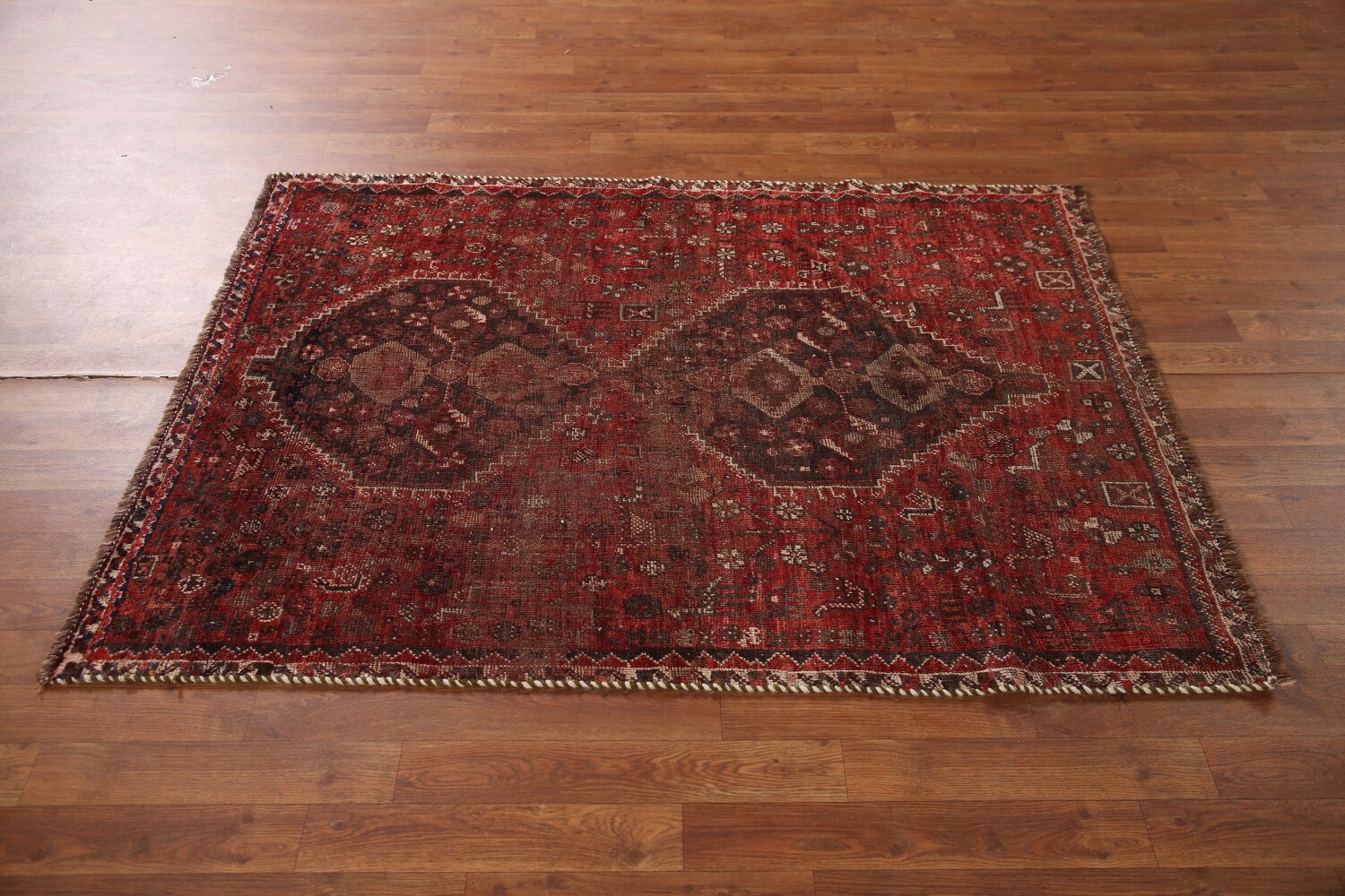Pre-1900 Antique Qashqai Persian Rug 4x5