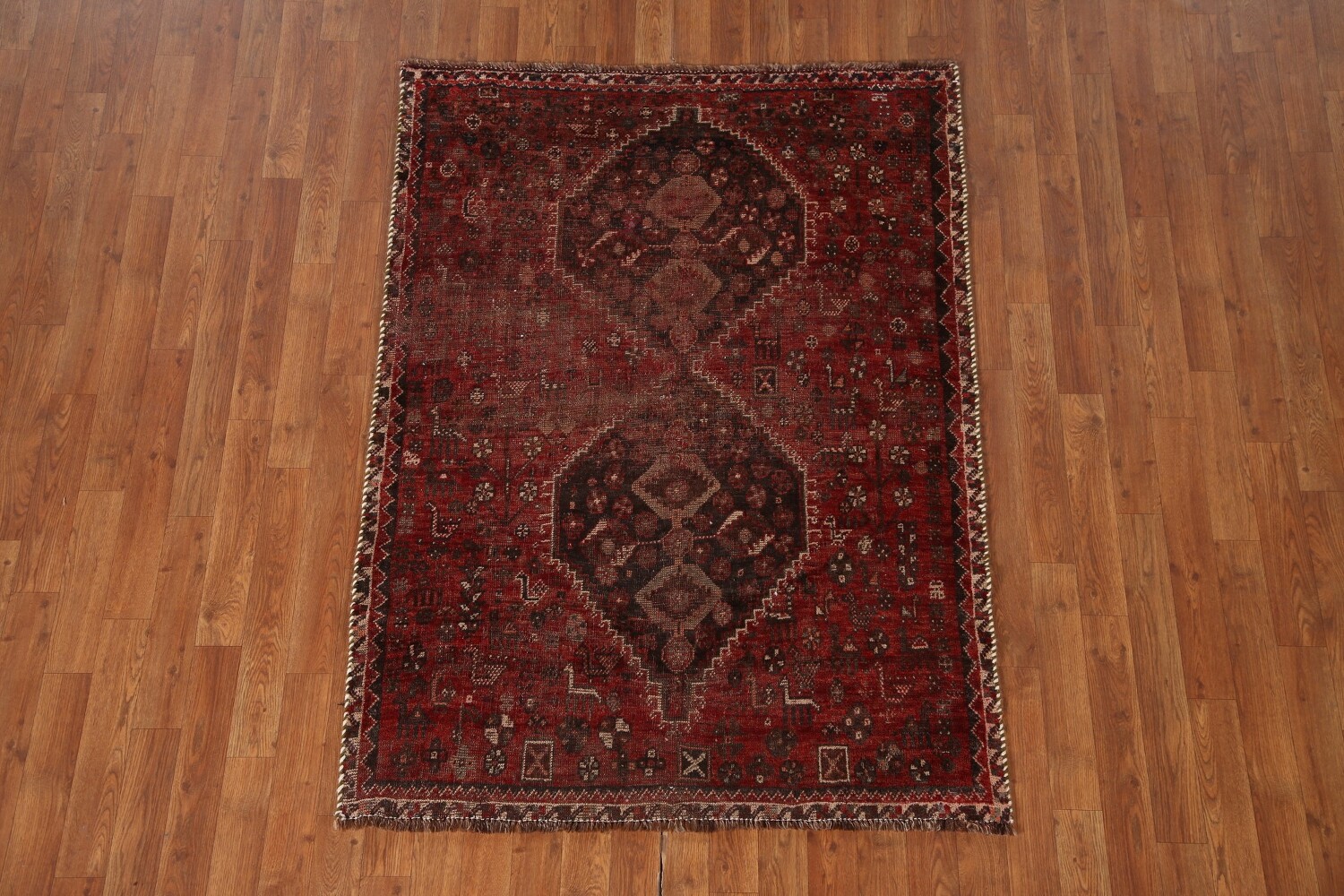 Pre-1900 Antique Qashqai Persian Rug 4x5