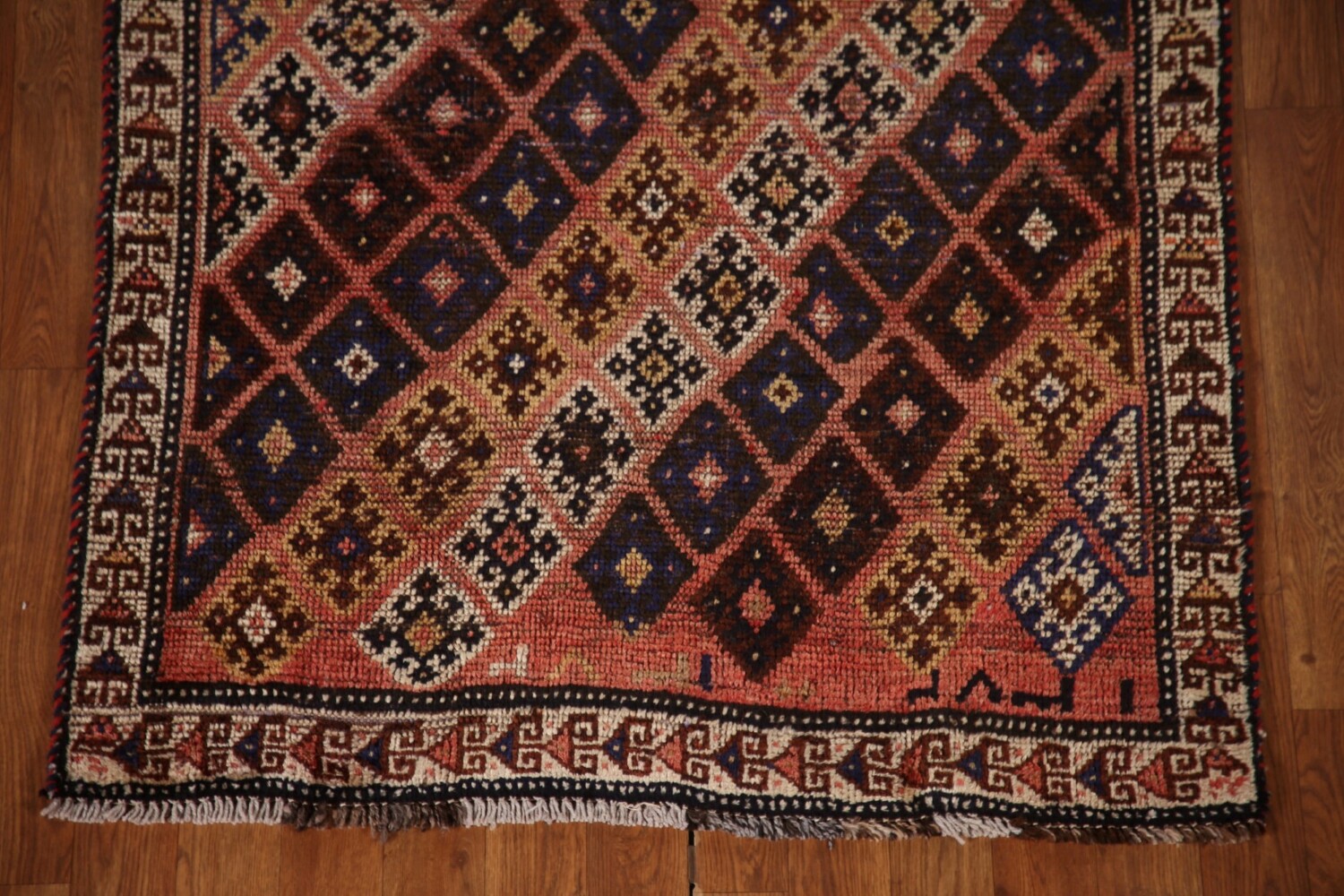 Antique Wool Qashqai Persian Runner Rug 3x7