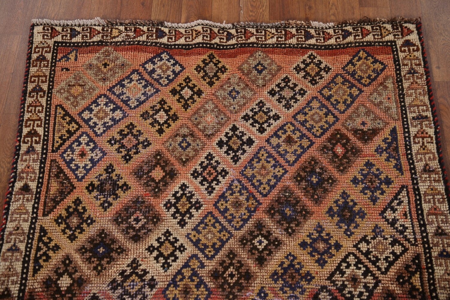 Antique Wool Qashqai Persian Runner Rug 3x7