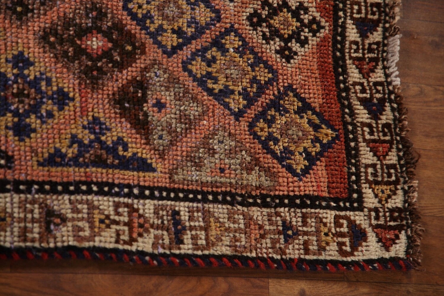 Antique Wool Qashqai Persian Runner Rug 3x7