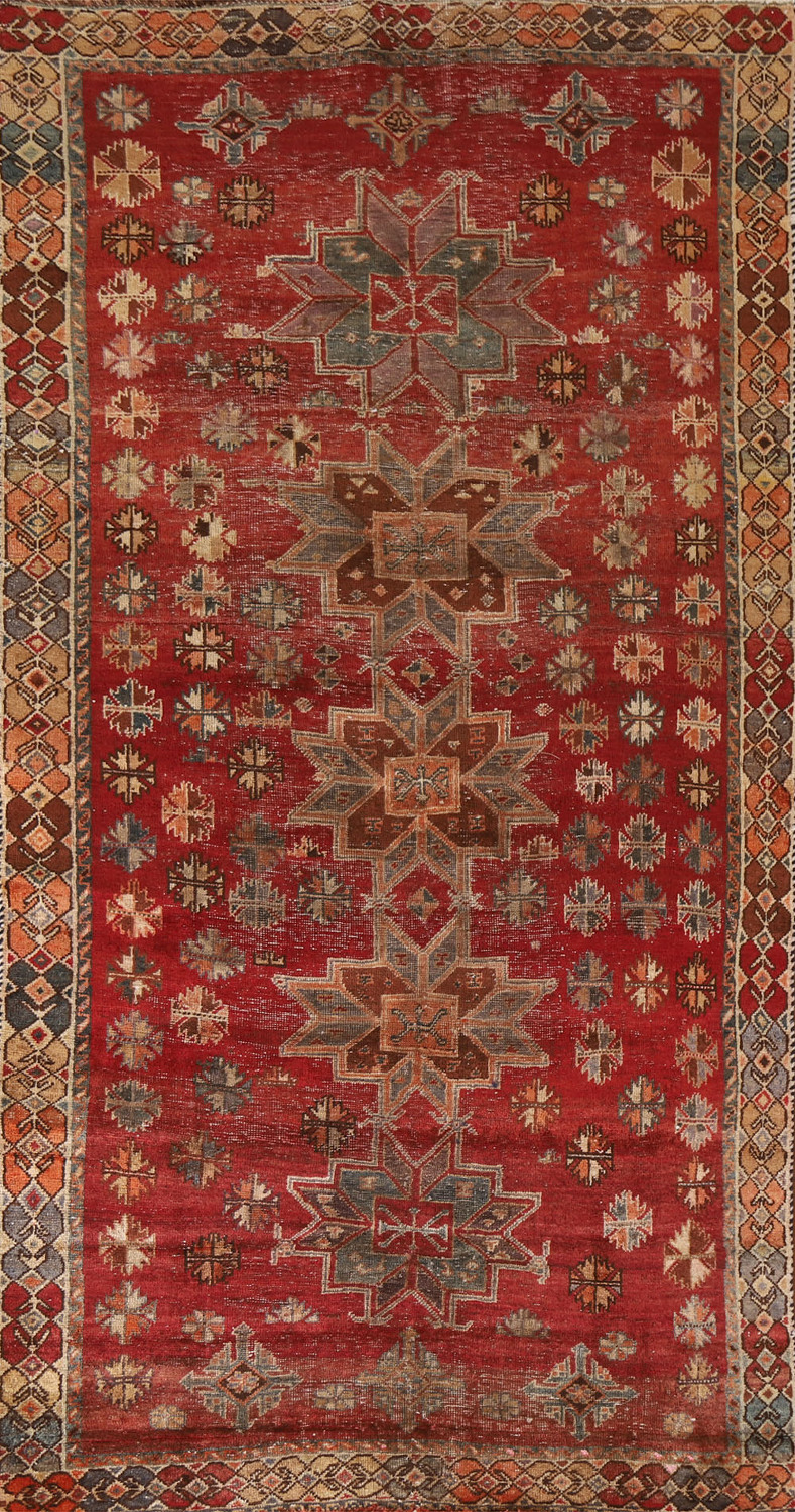 Antique Geometric Shiraz Persian Runner Rug 4x9