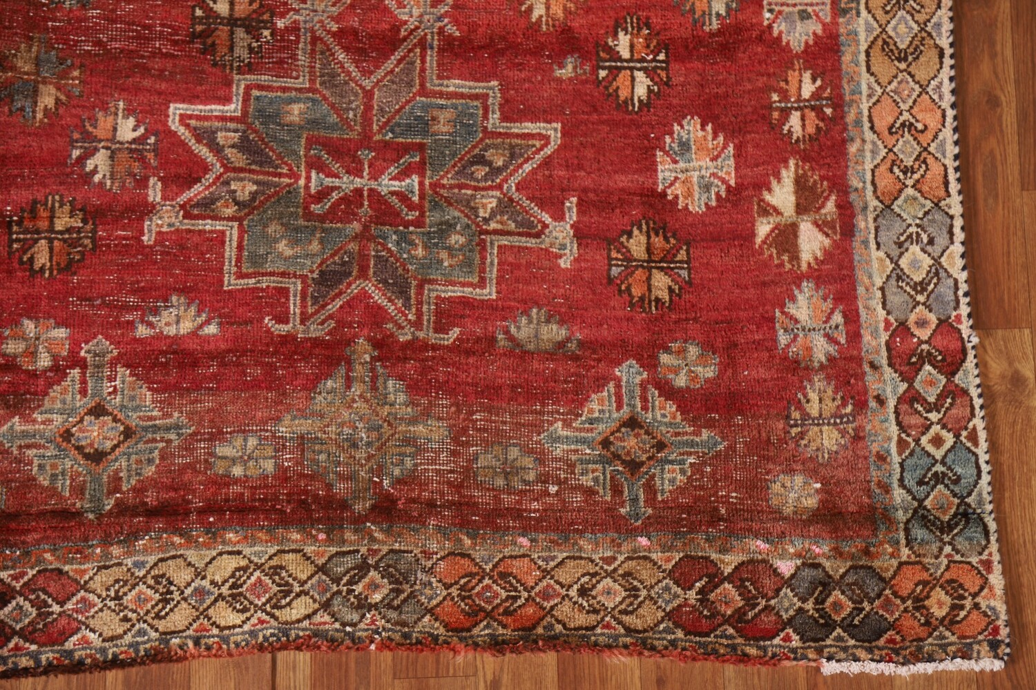 Antique Geometric Shiraz Persian Runner Rug 4x9