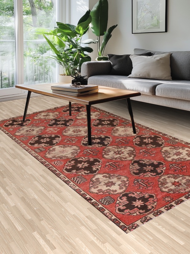 All-Over Geometric Bakhtiari Persian Area Rug 5x9