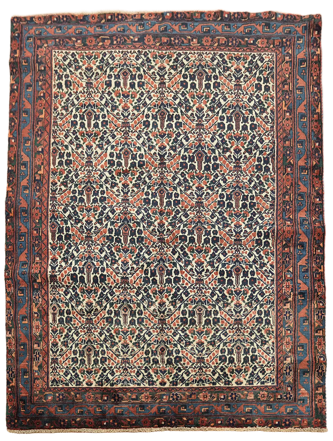 Vegetable Dye Ivory All-Over Bakhtiari Persian Rug 5'x7'