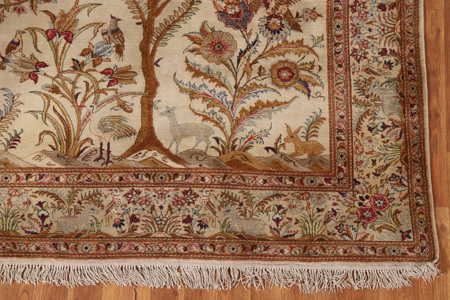 Antique 100% Silk Kashan Persian Rug 4x7