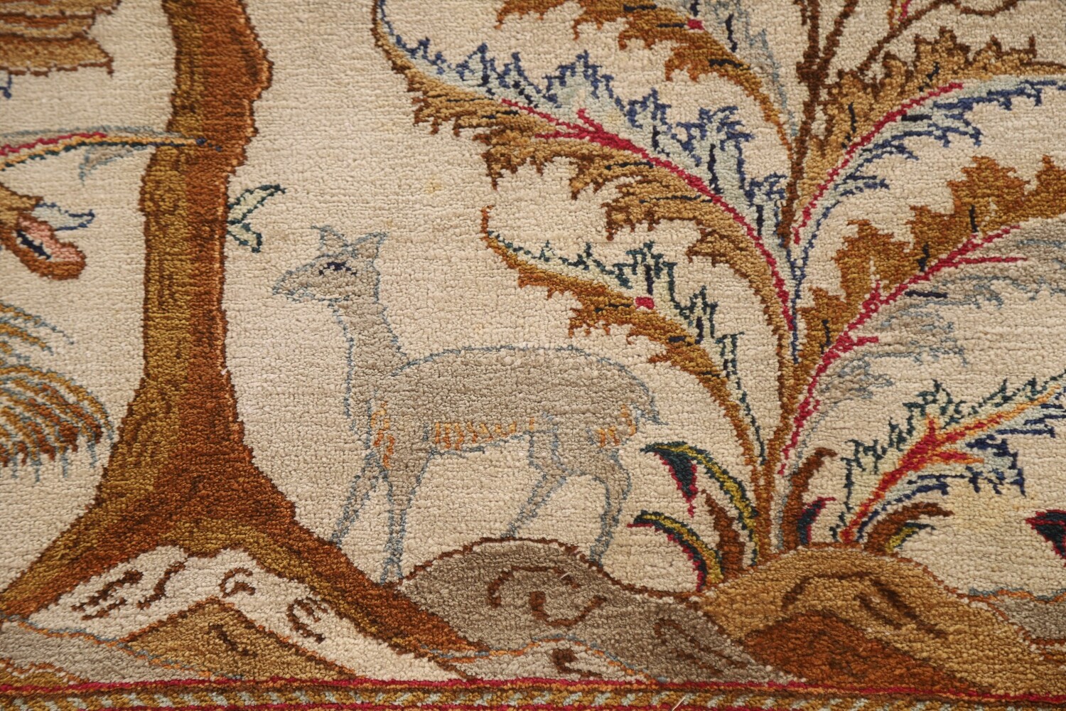 Antique 100% Silk Kashan Persian Rug 4x7