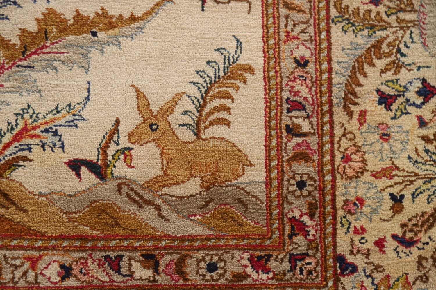 Antique 100% Silk Kashan Persian Rug 4x7