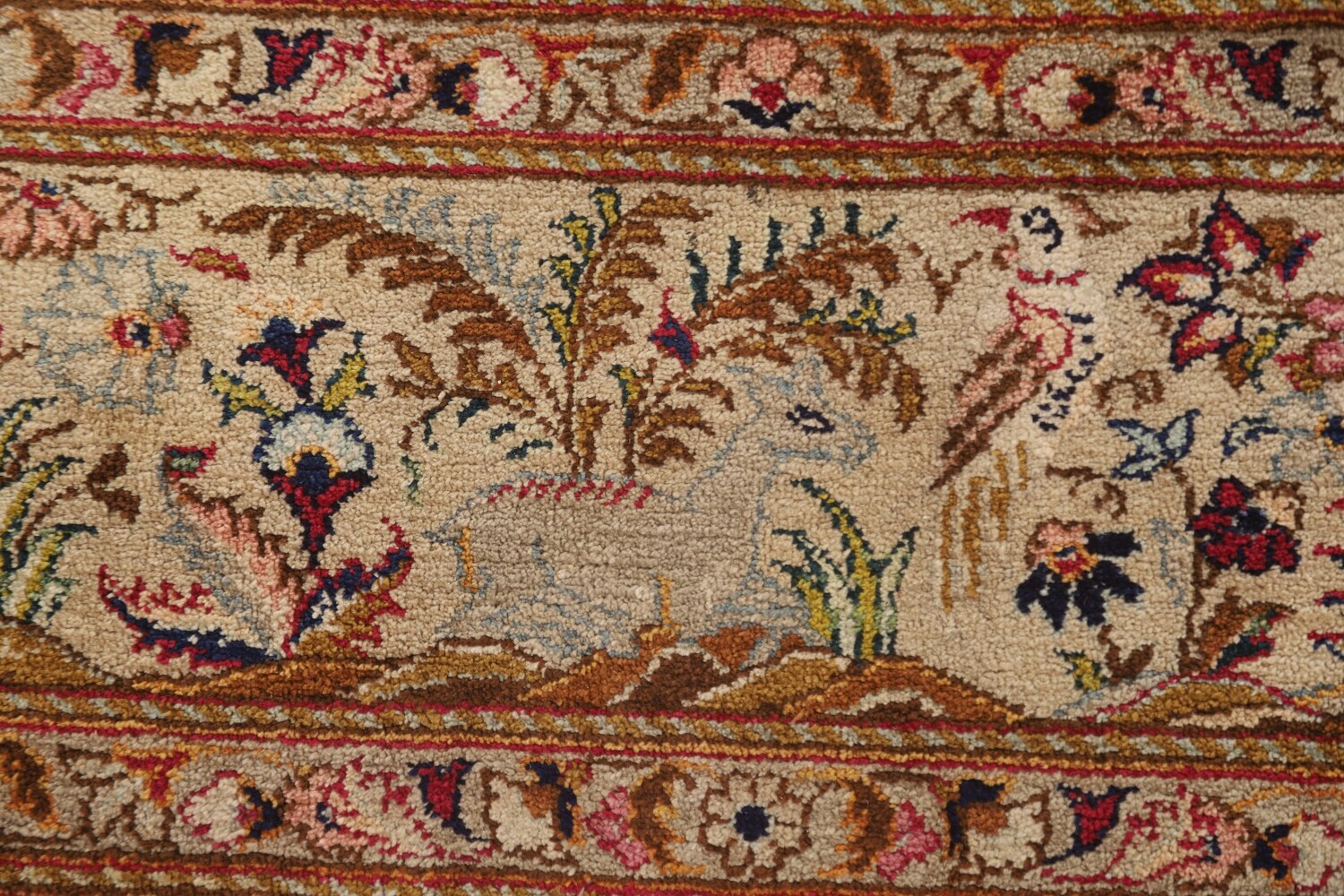 Antique 100% Silk Kashan Persian Rug 4x7