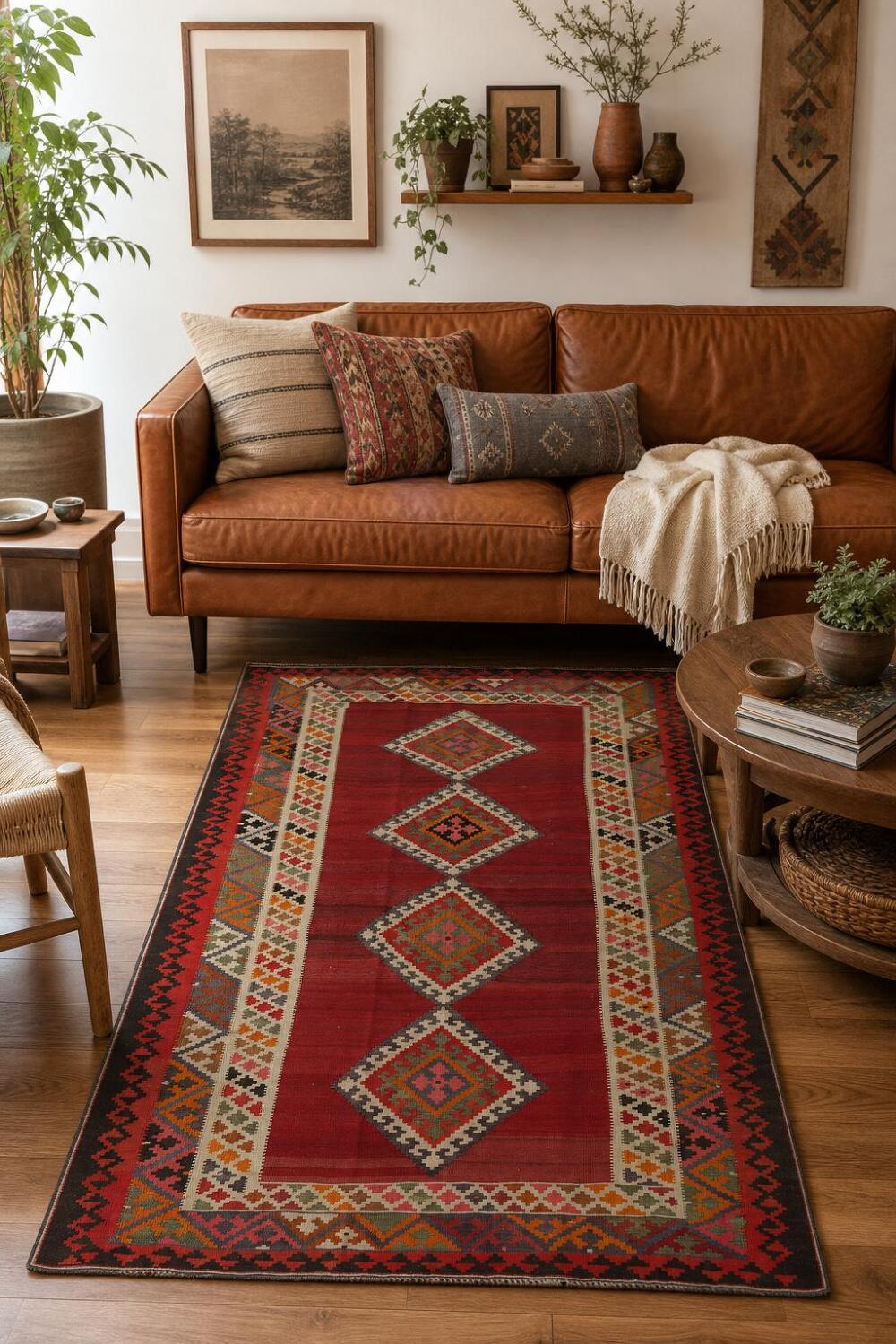 Vegetable Dye Kilim Qashqai Persian Rug 5x9
