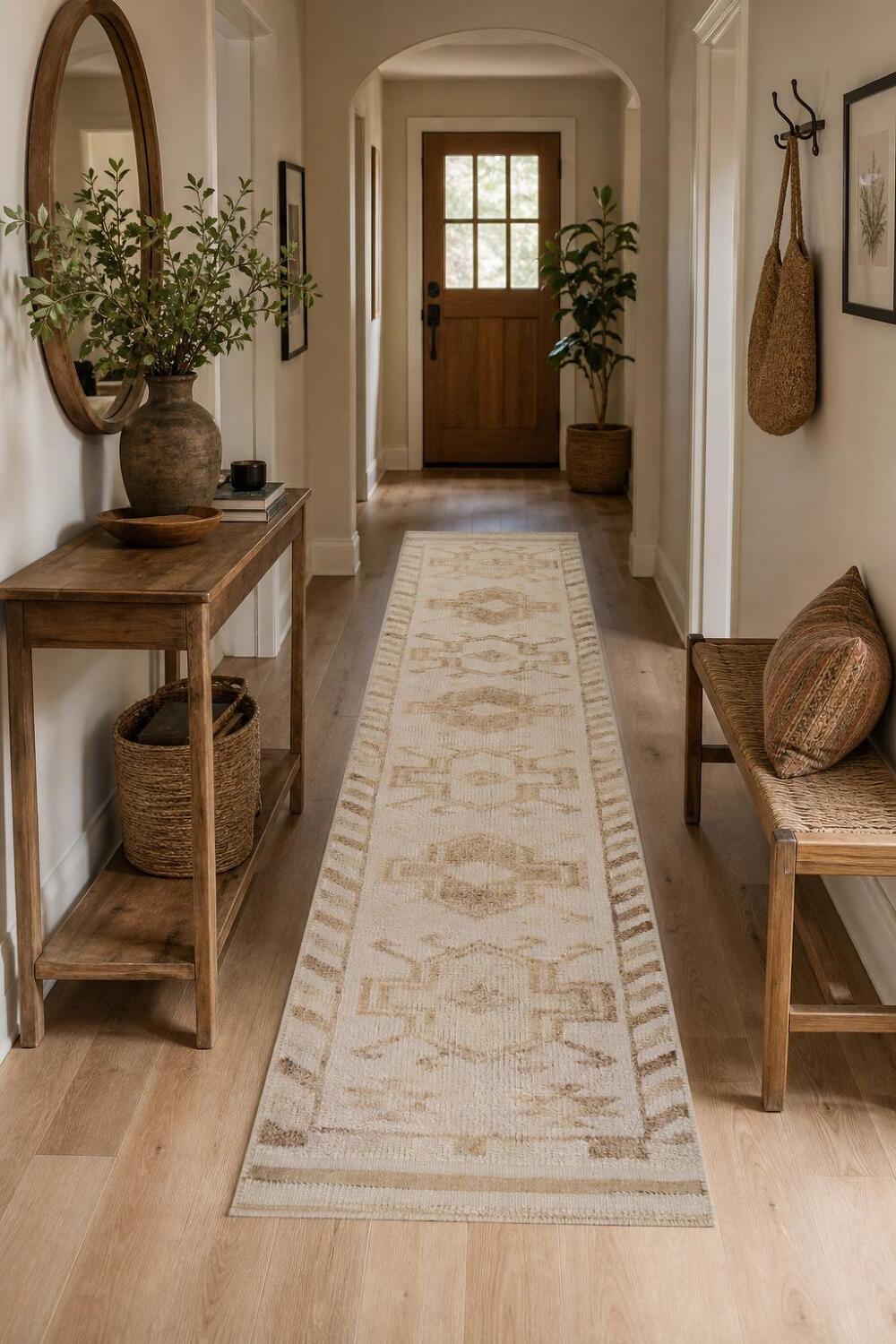 Geometric Anatolian Turkish Runner Rug 3x13