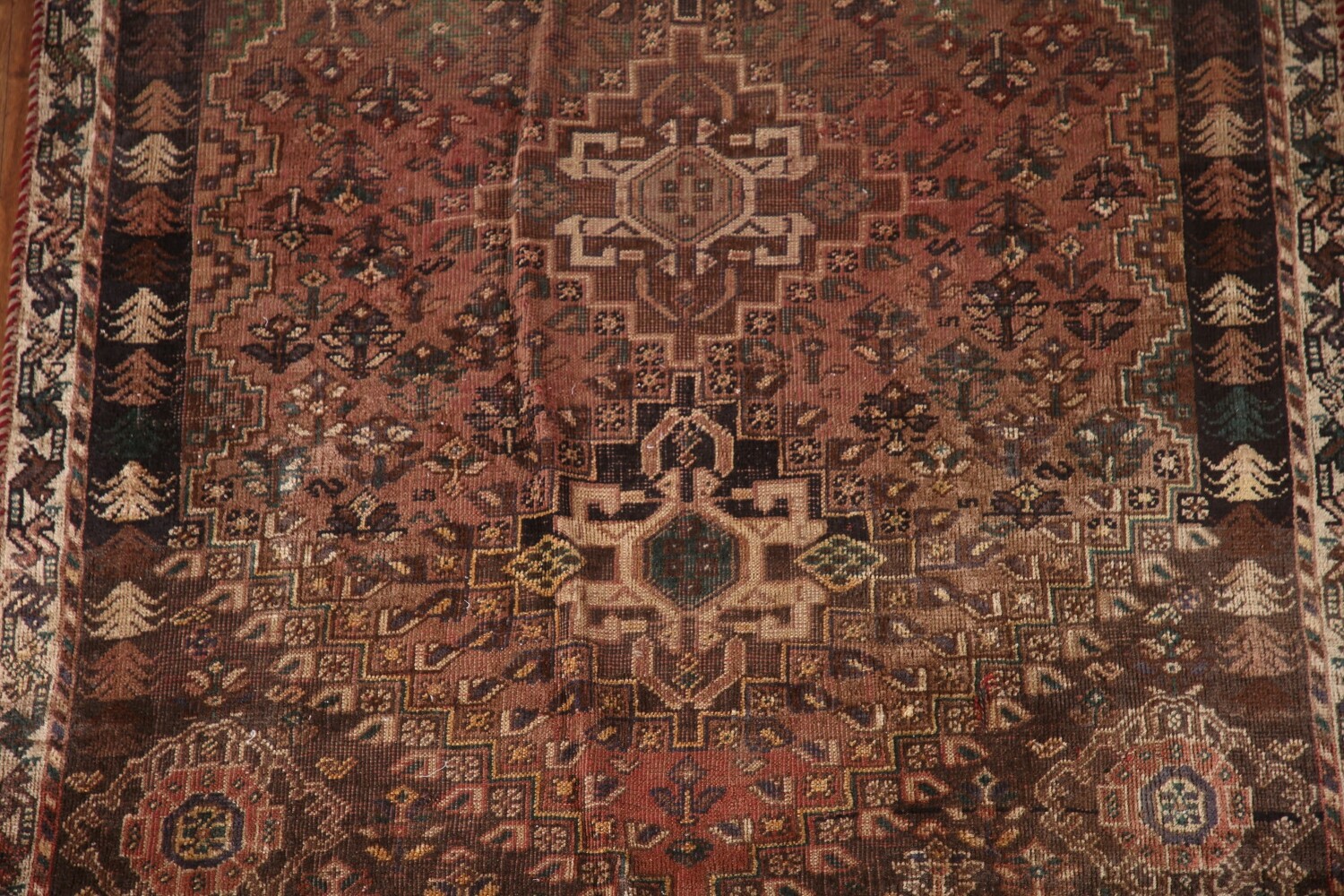 Antique Wool Qashqai Persian Rug 4x5