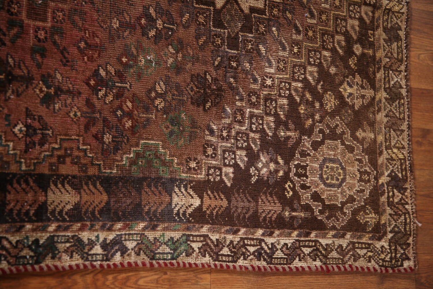 Antique Wool Qashqai Persian Rug 4x5