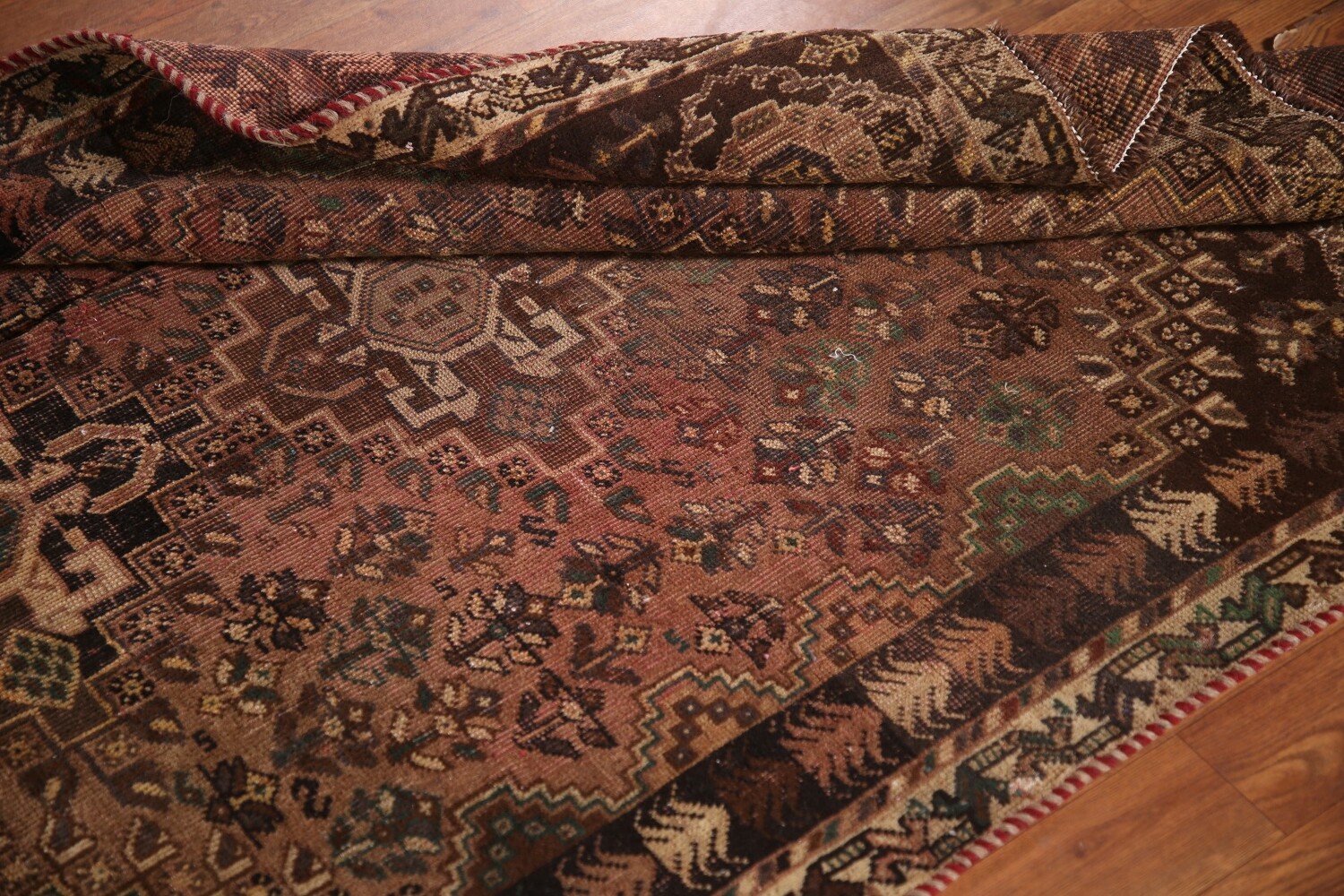 Antique Wool Qashqai Persian Rug 4x5