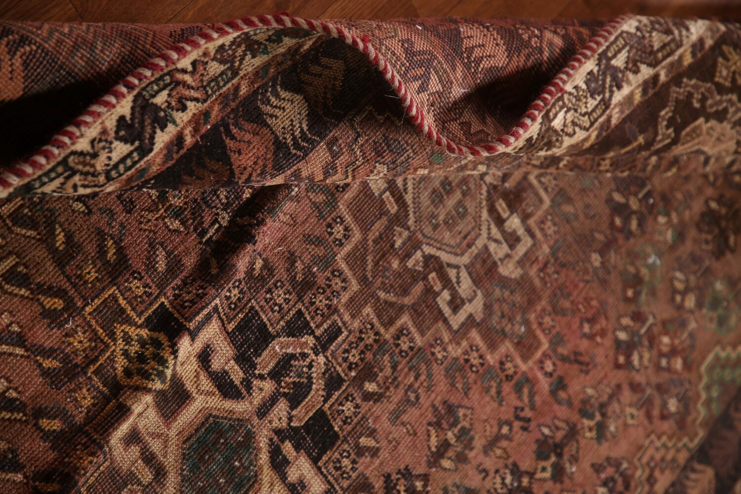 Antique Wool Qashqai Persian Rug 4x5