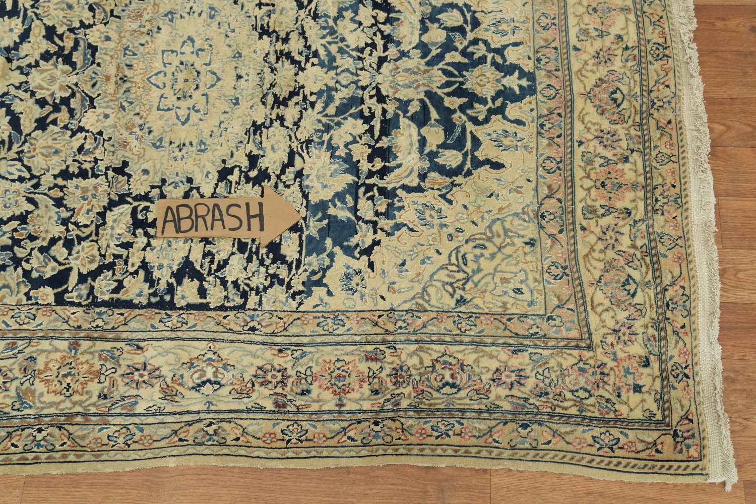 Vintage Blue Nain Toodeshk Persian Rug 4x6