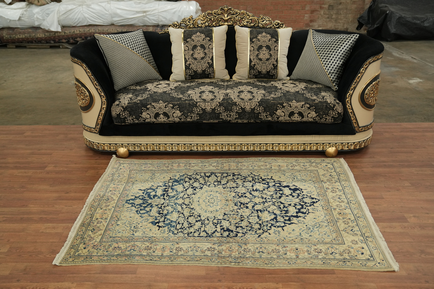 Vintage Blue Nain Toodeshk Persian Rug 4x6