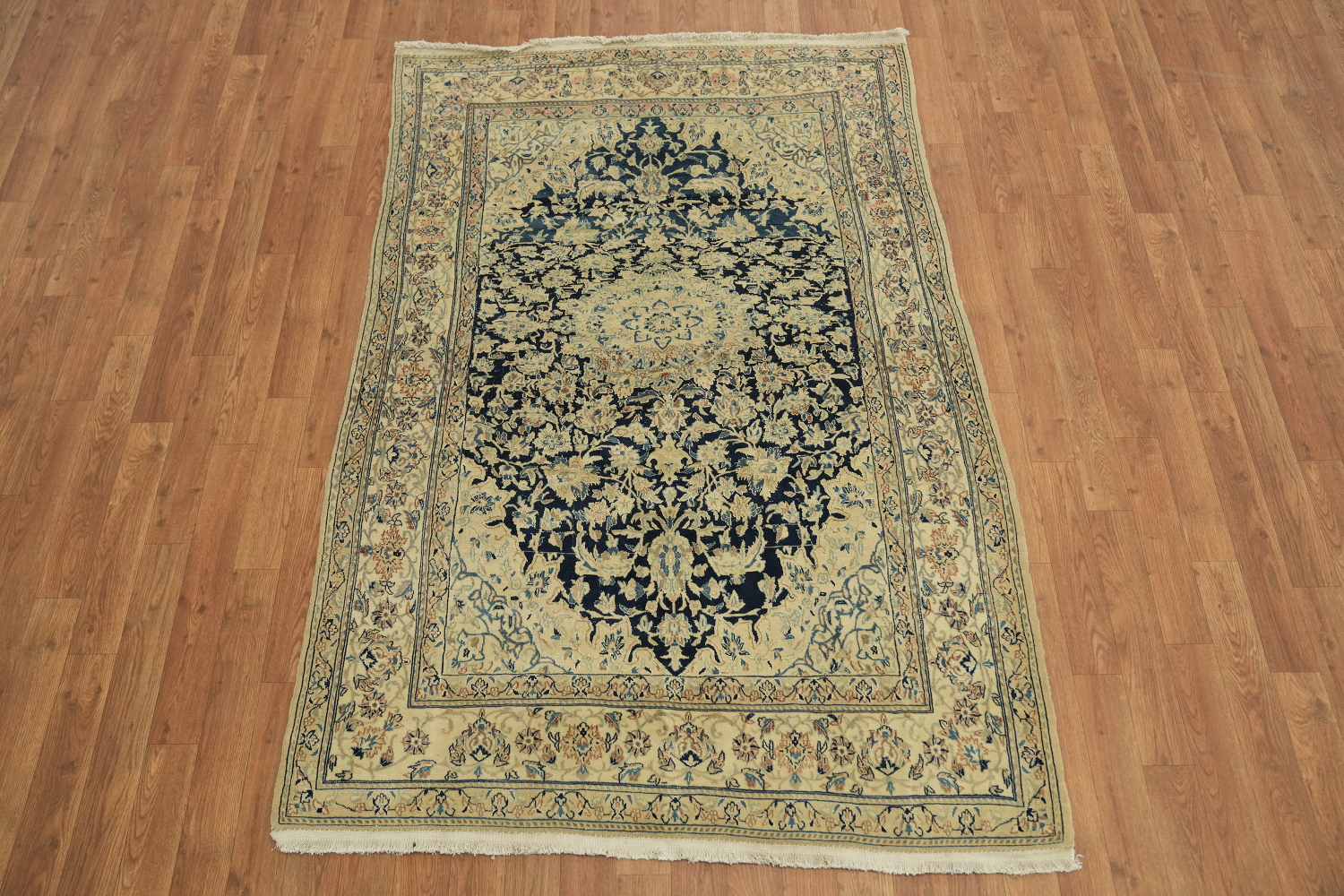 Vintage Blue Nain Toodeshk Persian Rug 4x6