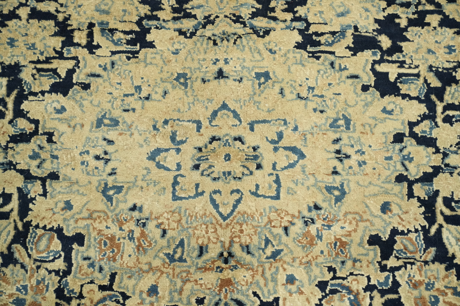 Vintage Blue Nain Toodeshk Persian Rug 4x6