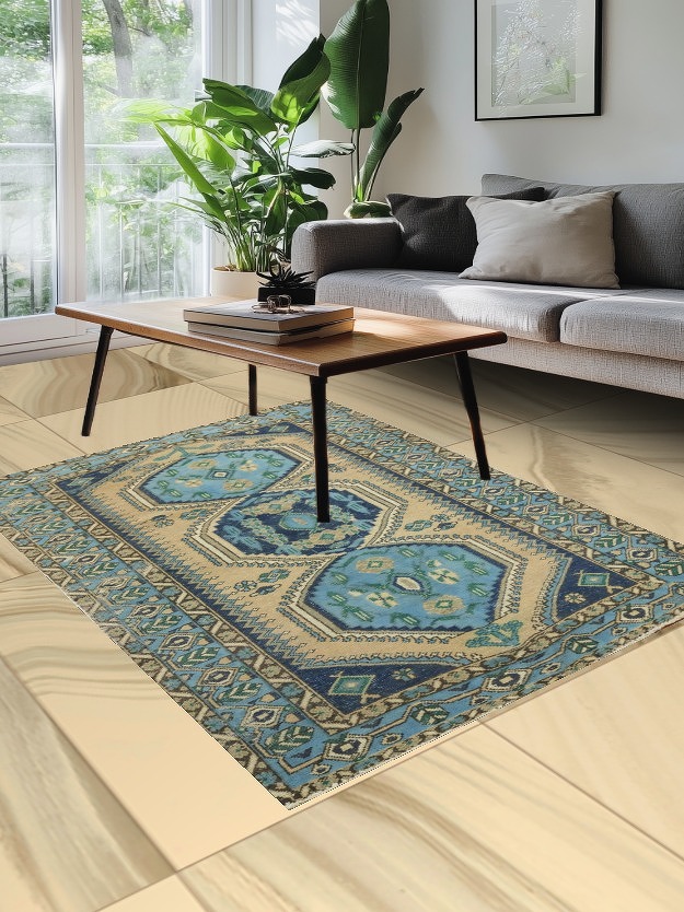 Geometric Wool Bakhtiari Persian Rug 5x7