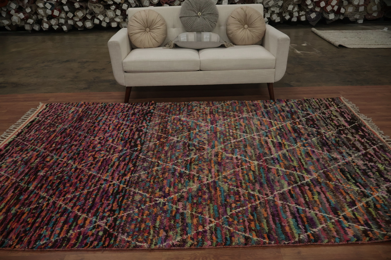 Colorful Moroccan Area Rug 6x10 with Geometric Design